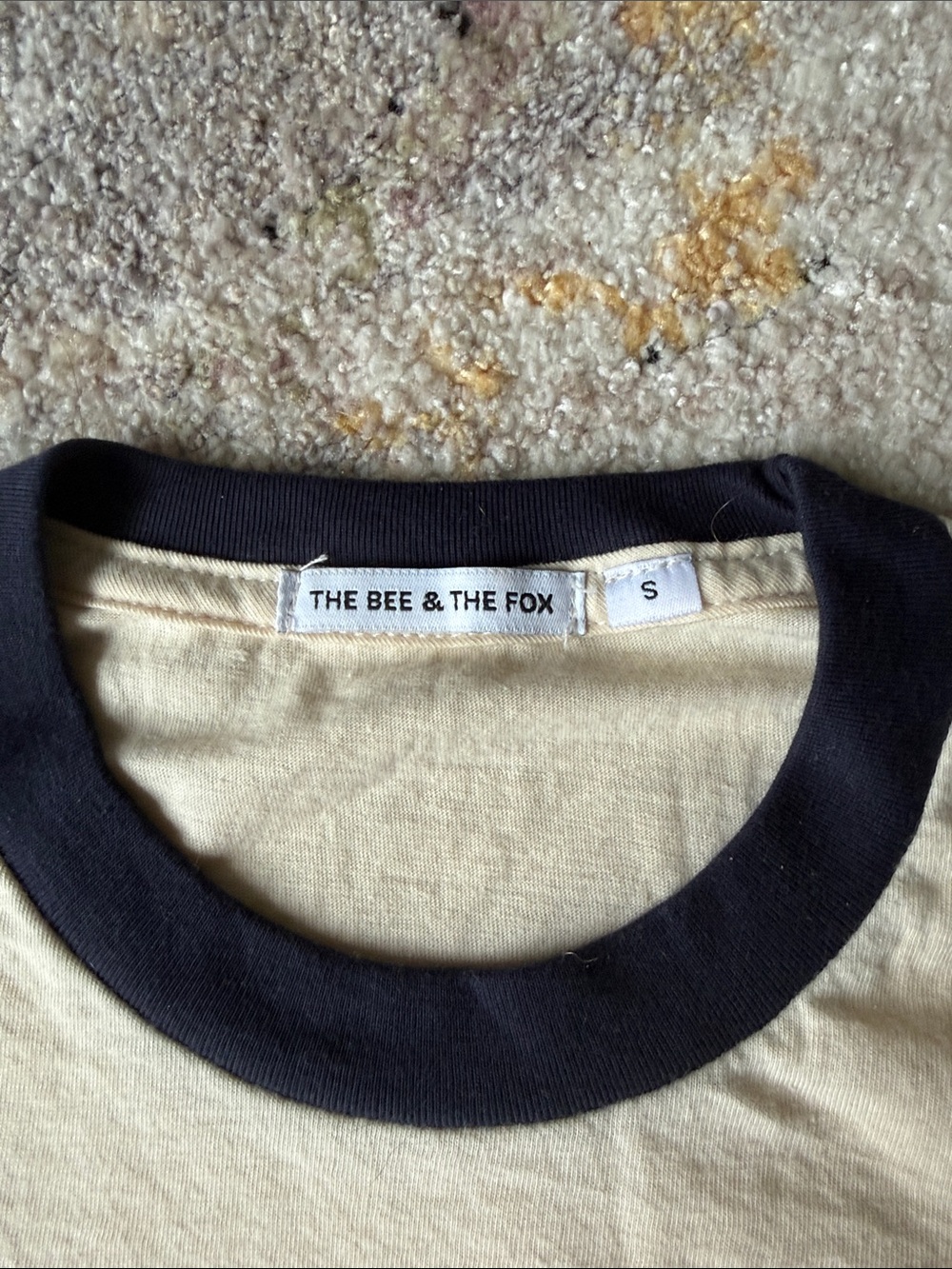 California Script Ringer Tee - Cream with Navy - Picture 2 of 6